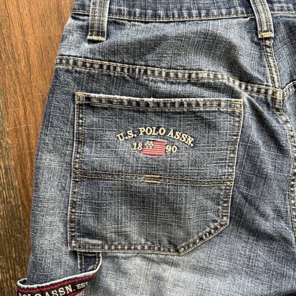 U.S. Polo Assn. Men’s Denim Carpenter Shorts Size 33 – Blue Jean Cargo Workwear - Picture 6 of 9